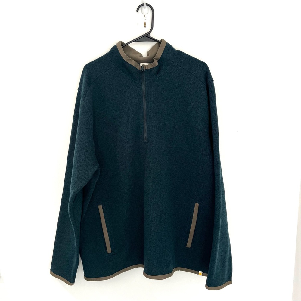 LIFE IS GOOD Teal Half Zip Up Fleece Woven Sweater | Mens XL